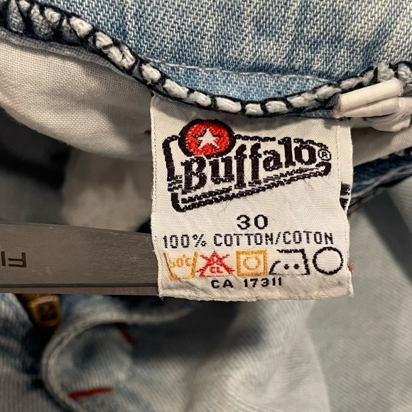 𝅺Vintage 30/30 Buffalo Light Wash Relaxed Denim High Waist Wide Leg 80s 90s - Picture 11 of 13